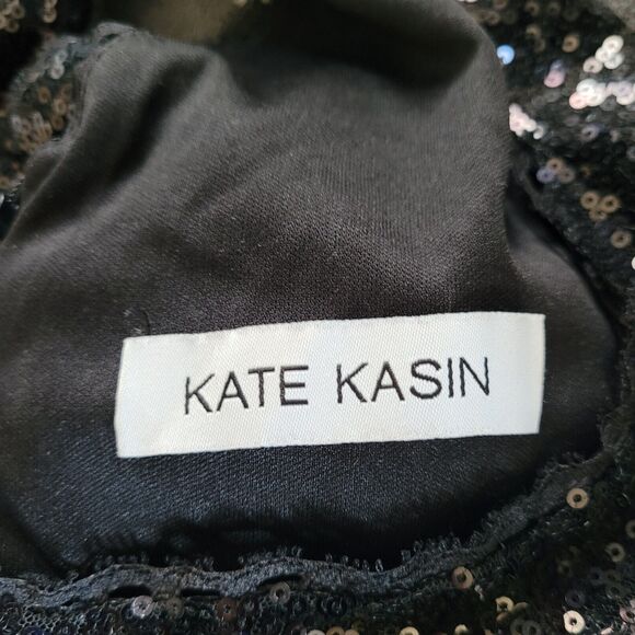 Kate Kasin Sequin Formal Cocktail Evening Maxi Dress Black Size 18w Sleeveless - Picture 3 of 11